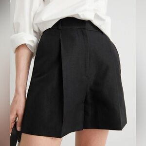 NWOT & Other Stories Tailored Linen-Blend Shorts in Black Size EUR 34